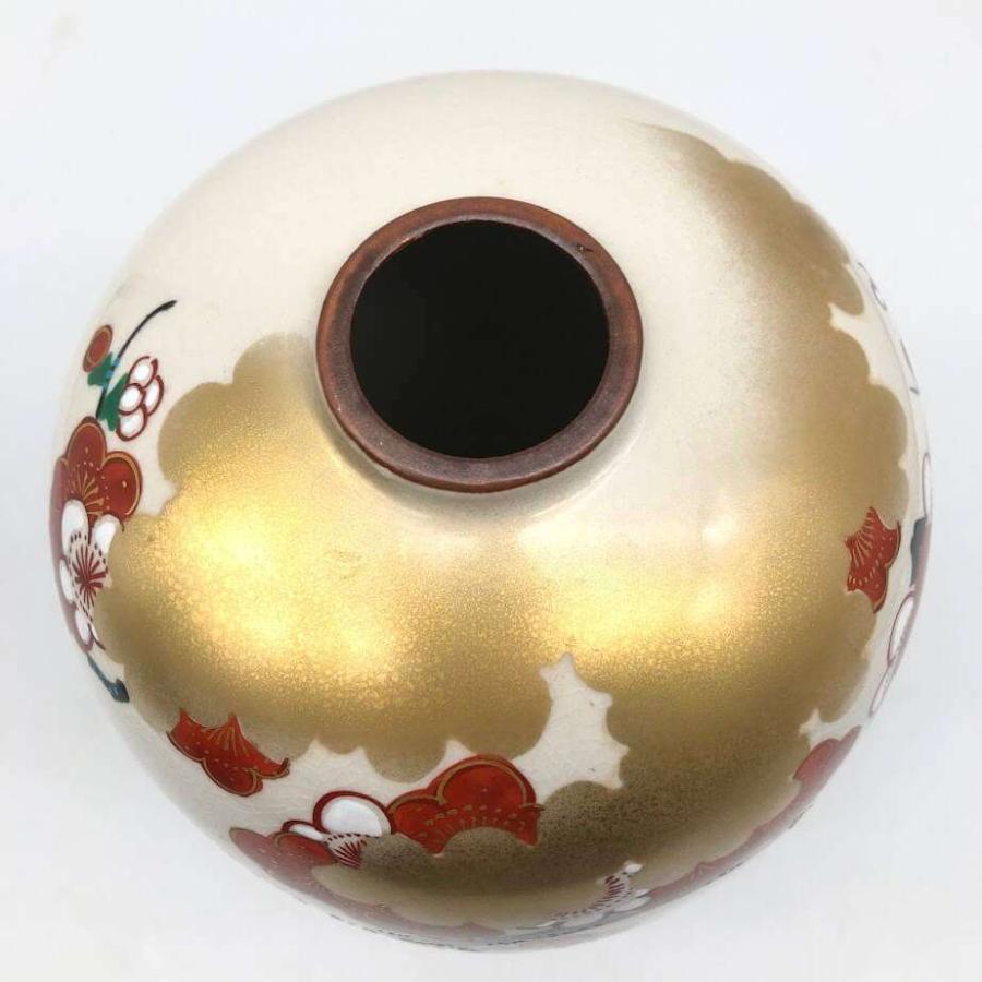 【中古】 九谷焼 錦玉 花瓶 高さ25cm 梅 花 紅梅 和風 絵付け 金彩 花器 花入れ フラワーベース 陶器製 花瓶 レトロ 中古 |  | 02