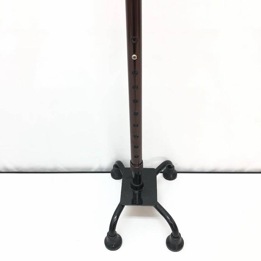 【中古】 4点支柱杖 2本セット ブラウン シルバー 自立式 伸縮 4点杖 左右切り替え可能 高さ調整可 無地 茶 ステッキ 歩行支援 多脚杖 |  | 01