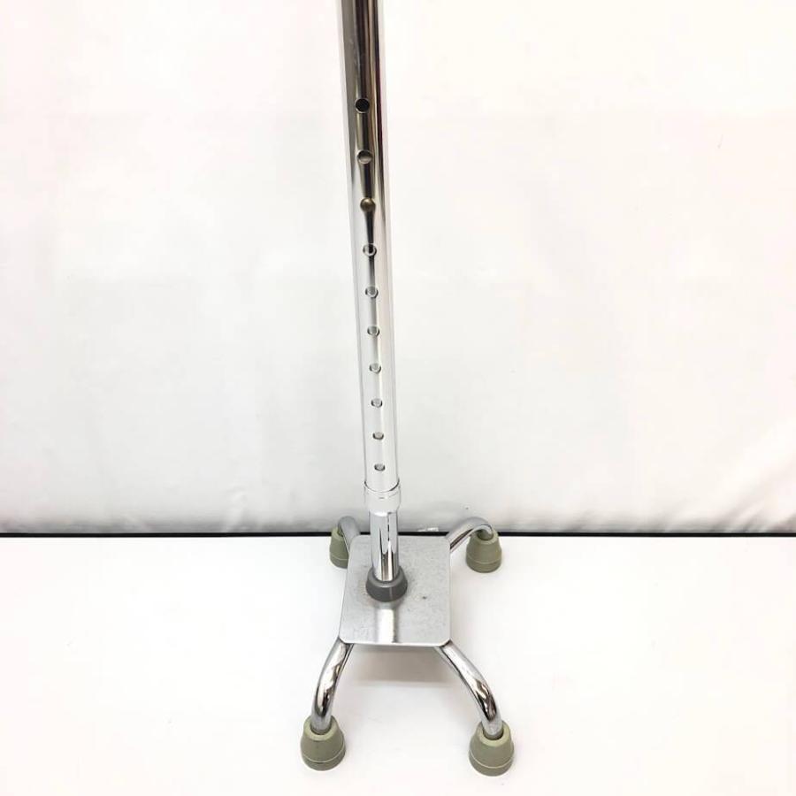 【中古】 4点支柱杖 2本セット ブラウン シルバー 自立式 伸縮 4点杖 左右切り替え可能 高さ調整可 無地 茶 ステッキ 歩行支援 多脚杖 |  | 02