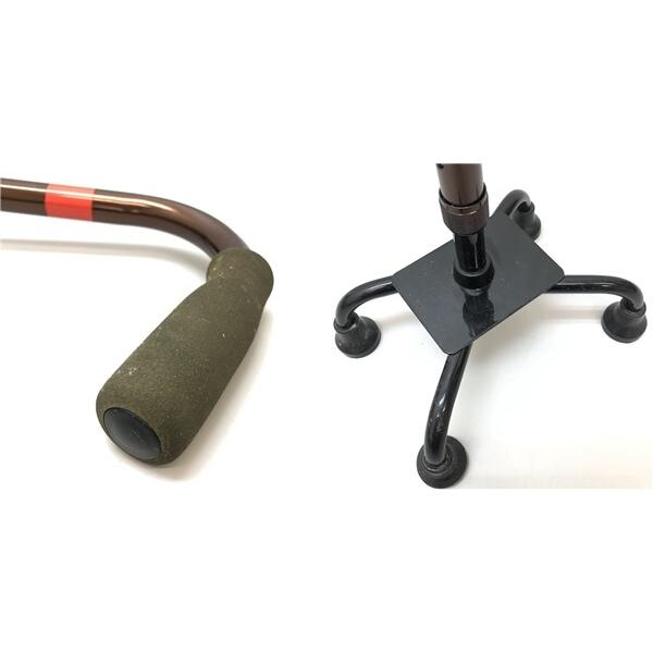 【中古】 4点支柱杖 2本セット ブラウン シルバー 自立式 伸縮 4点杖 左右切り替え可能 高さ調整可 無地 茶 ステッキ 歩行支援 多脚杖 |  | 03