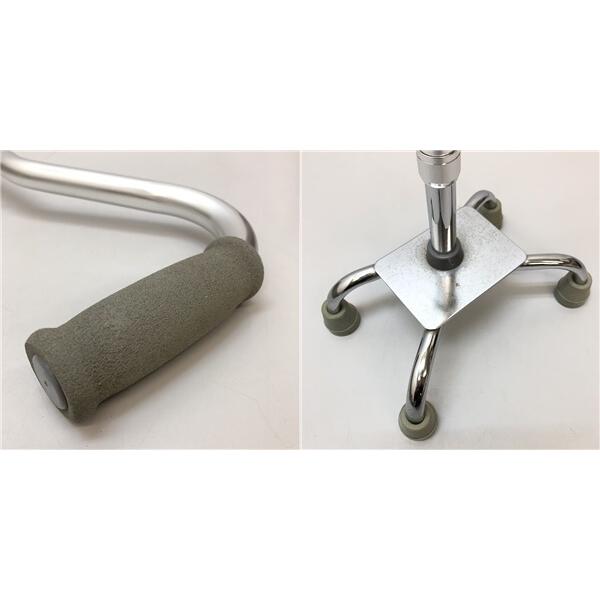 【中古】 4点支柱杖 2本セット ブラウン シルバー 自立式 伸縮 4点杖 左右切り替え可能 高さ調整可 無地 茶 ステッキ 歩行支援 多脚杖 |  | 04