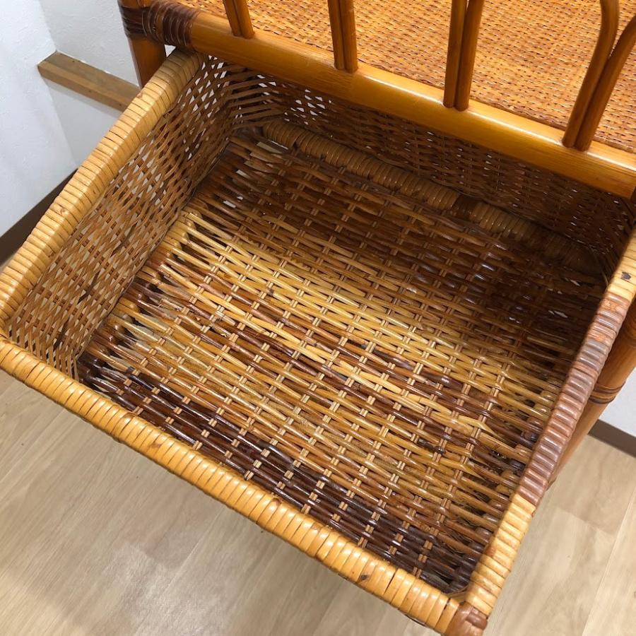 【中古】 ラタン ランドリーチェスト 3段 キャスター付き ブラウン 籐製 ランドリー バスケット 籠 洗面 洗濯 収納 レトロ |  | 03