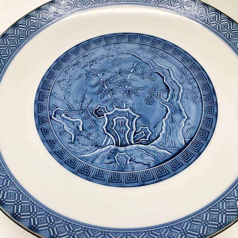 【中古】 大皿 2枚セット 盛皿 青系 和食器 丸皿 刺身皿 ブルー系 アンティーク レトロ 大皿料理 お盆 正月 おもてなし 大皿 中古 |  | 01