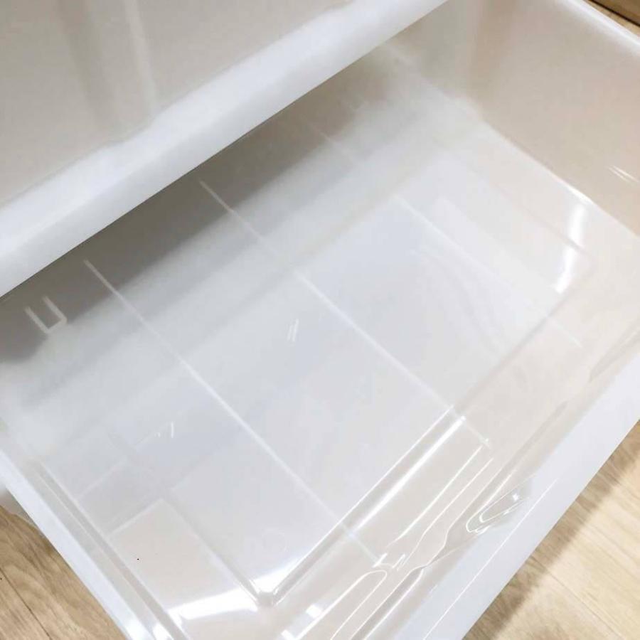 【中古】 プラチェスト 3段 ホワイト 幅55cm ウッドトップ 木製天板 プラスチックチェスト 白×ナチュラル 収納ケース プラケース 箪笥 チェスト ボックス 衣装 |  | 02