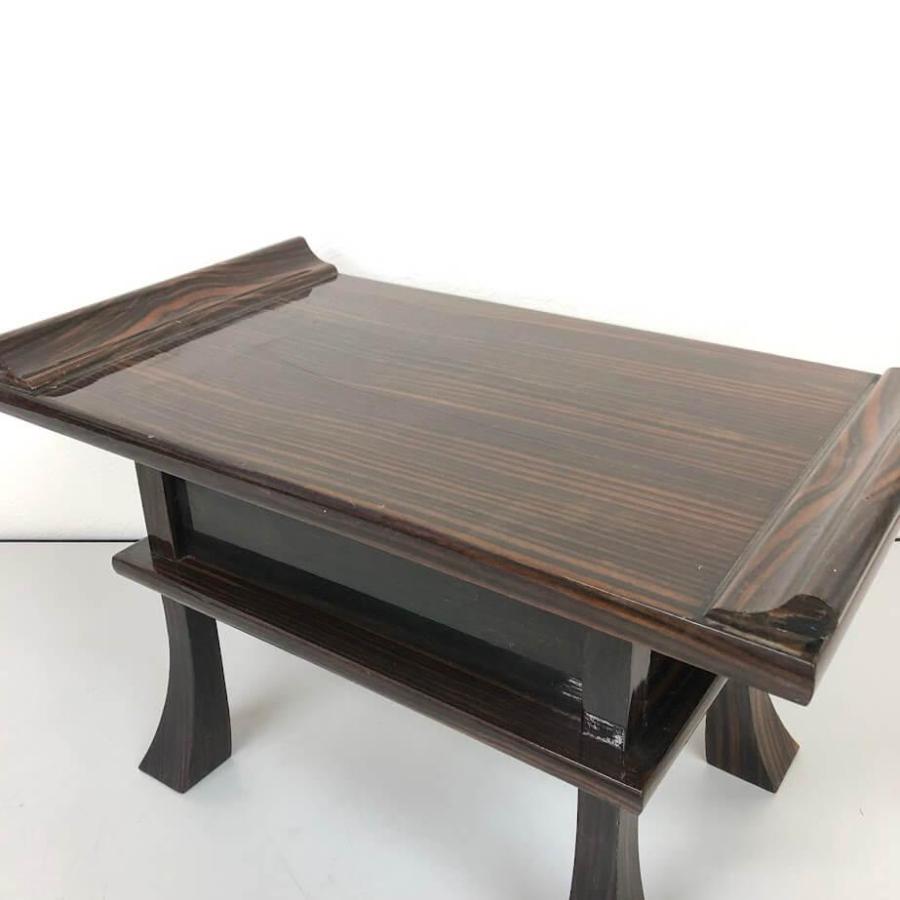 【中古】 経机 ブラウン系 筆返し付き 幅50cm 引き出し付き ガラス天板 御供机 木目 机 お経 台 卓 木製 テーブル お供え 仏壇 法事 葬儀 |  | 03