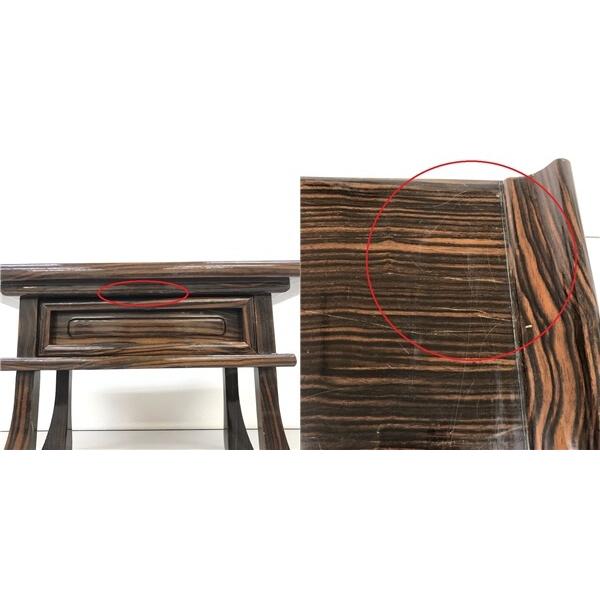 【中古】 経机 ブラウン系 筆返し付き 幅50cm 引き出し付き ガラス天板 御供机 木目 机 お経 台 卓 木製 テーブル お供え 仏壇 法事 葬儀 |  | 04