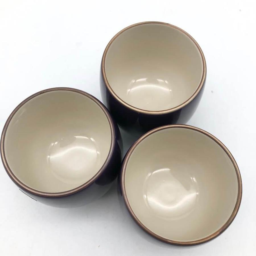 【中古】 葡萄色の食器 3個セット 平皿　湯飲み　おしぼりトレー付き たち吉 魚皿 ゆのみ 小ぶり 紫 無地 ころんとした ぶどう色 パープル お茶 お菓子 |  | 03