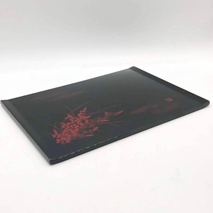 【中古】 耕州作 折敷 5枚セット 38×28cm 長方形 長角 黒 漆器 懐石道具 和食器 木製 お膳 配膳 敷物 お盆 トレー マット おしき 折敷 中古 |  | 01