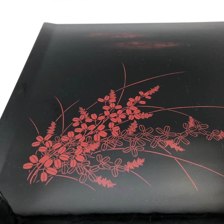 【中古】 耕州作 折敷 5枚セット 38×28cm 長方形 長角 黒 漆器 懐石道具 和食器 木製 お膳 配膳 敷物 お盆 トレー マット おしき 折敷 中古 |  | 02