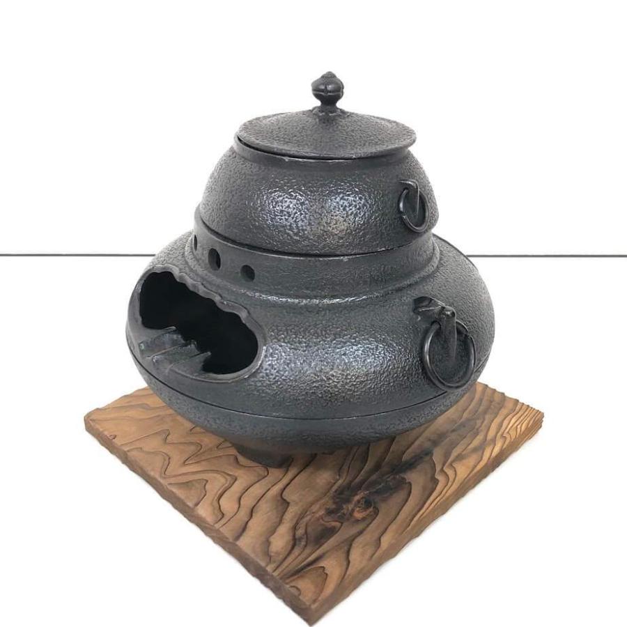 【中古】 岩鋳 南部鉄器 茶釜風灰皿 たばこセット ミニ茶釜 インテリア オブジェ 鉄器 鋳鉄 伝統工芸品 南部鉄器 中古 | 岩鋳 | 01