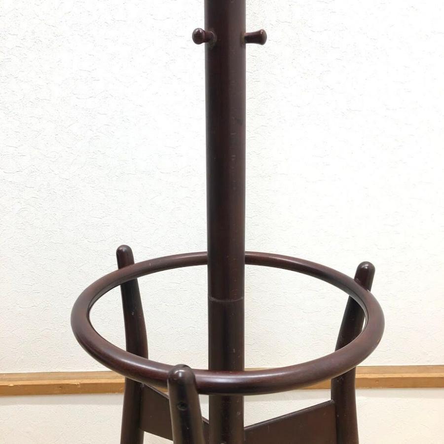 【中古】 秋田木工 ポールハンガー ブラウン 木製 コート掛け 傘立て付き コートハンガー コートツリー 玄関 洋服掛け レトロ ヴィンテージ家具 AKITAMOKKO |  | 02