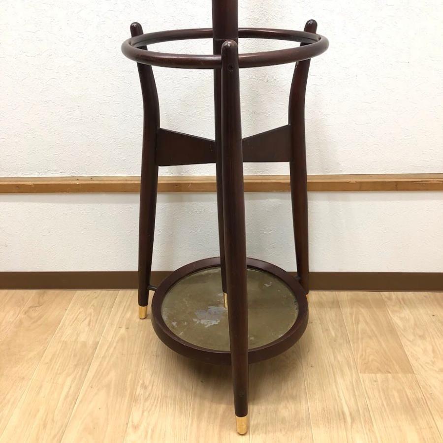 【中古】 秋田木工 ポールハンガー ブラウン 木製 コート掛け 傘立て付き コートハンガー コートツリー 玄関 洋服掛け レトロ ヴィンテージ家具 AKITAMOKKO |  | 03