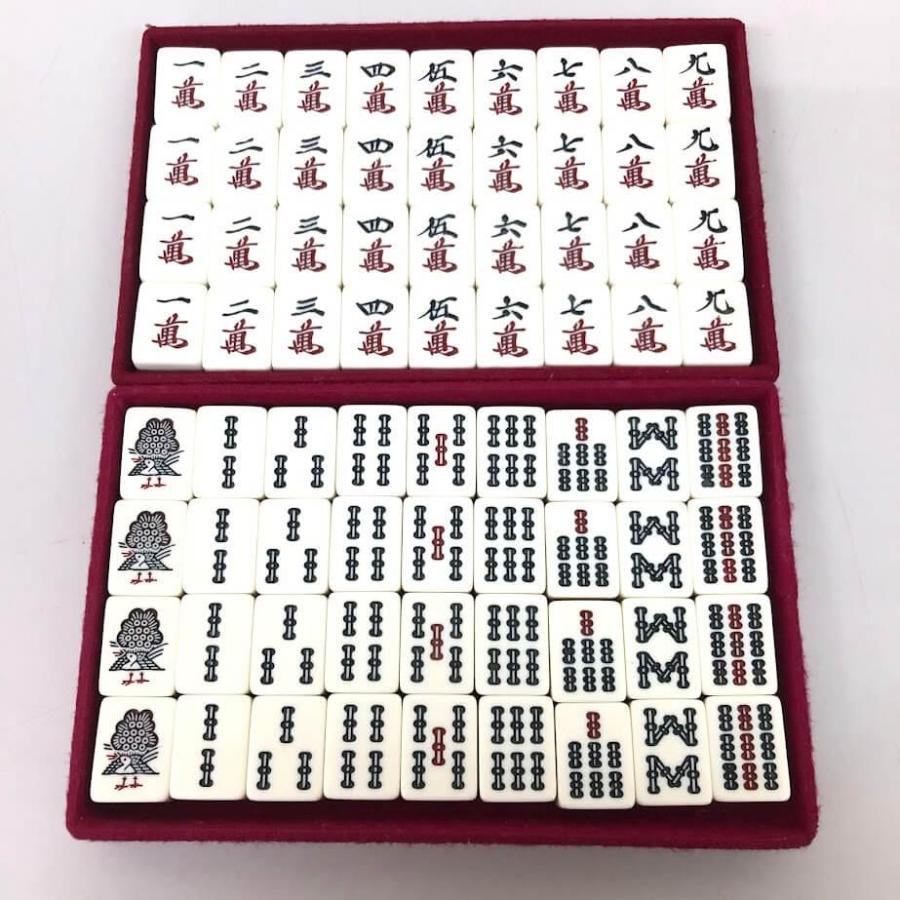 中古】 麻雀牌 麻雀セット 手打ち用 マージャン牌 点棒 サイコロ