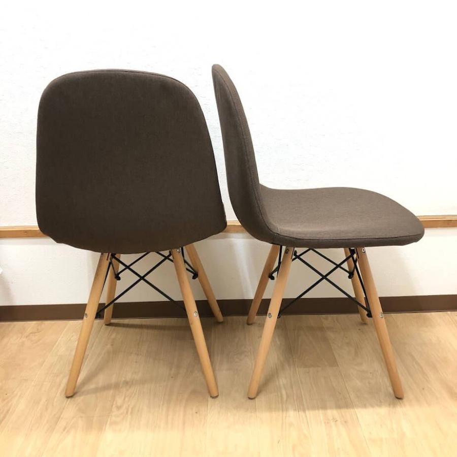 中古】 ダイニングチェア 2脚セット ブラウン ファブリック アームレス