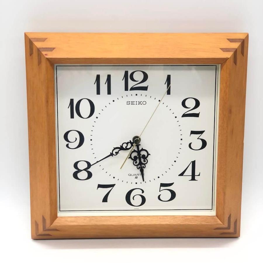 【中古】 セイコー 木製 壁掛け時計 スクエア おまけの時計付き SEIKO QA458B アナログ クォーツ 壁掛け ステップ秒針 掛時計 四角 レトロ アナログ時計 |  | 01