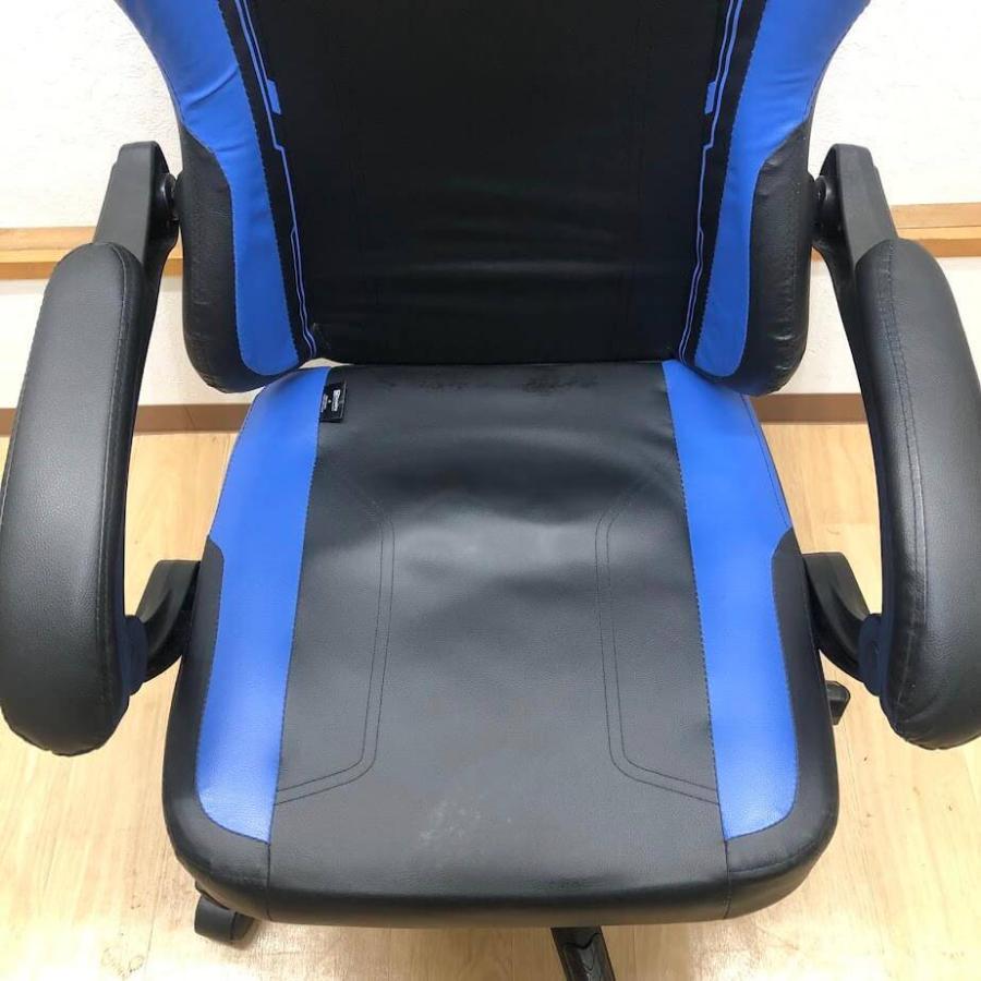 【中古】 ドウィンクス ゲーミングチェア PUレザー 黒×青 リクライニング機能 オットマン付き Dowinx パーソナルチェア オフィスチェア 椅子 イス |  | 01