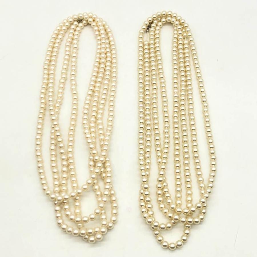 【中古】 ロングパールネックレス 2本セット 230cm ホワイト系 6mm ロングネックレス パール調 アクセサリー パーティネックレス 華やか ゴージャス アレンジ |  | 01