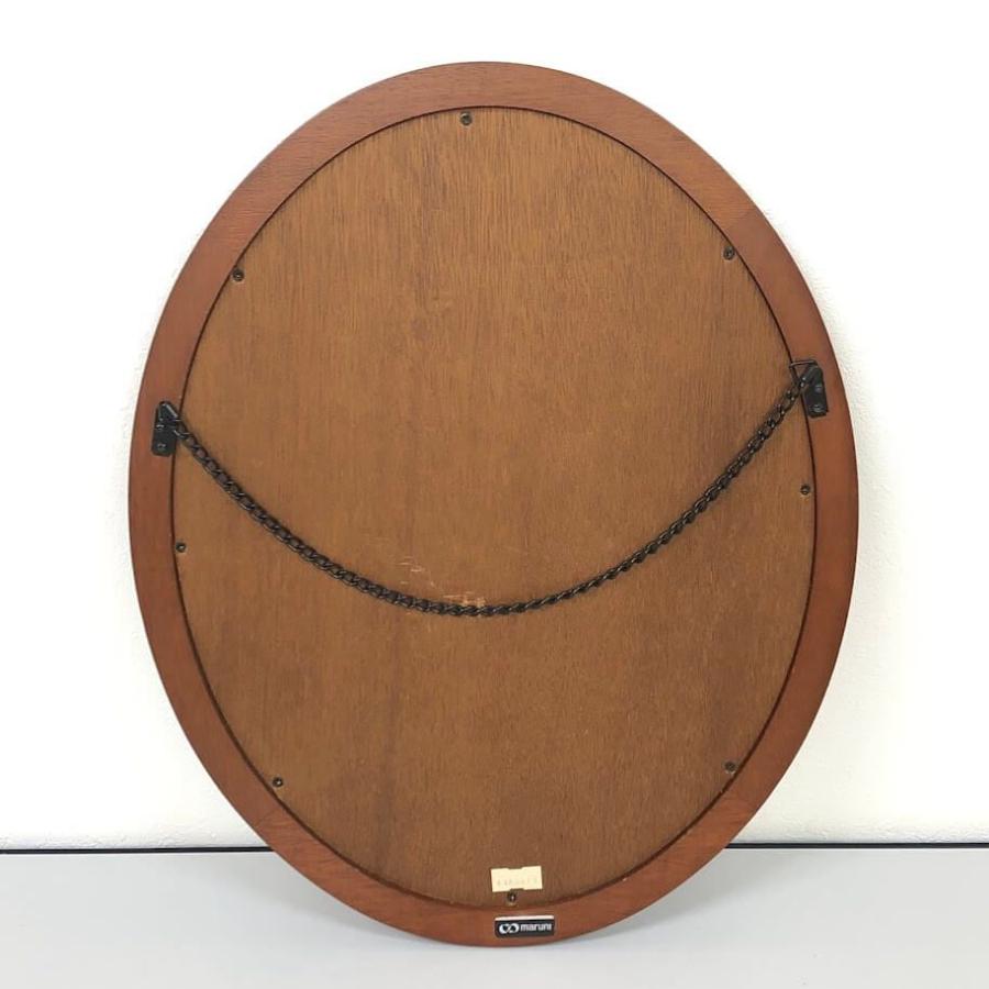【中古】 マルニ ウォールミラー 50×40cm ブラウン 木製 maruni 楕円 シンプル 木枠 茶 壁掛け 鏡 姿見 かがみ ミラー オーバル 一面鏡 ウォールミラー 中古 | マルニ木工 | 01