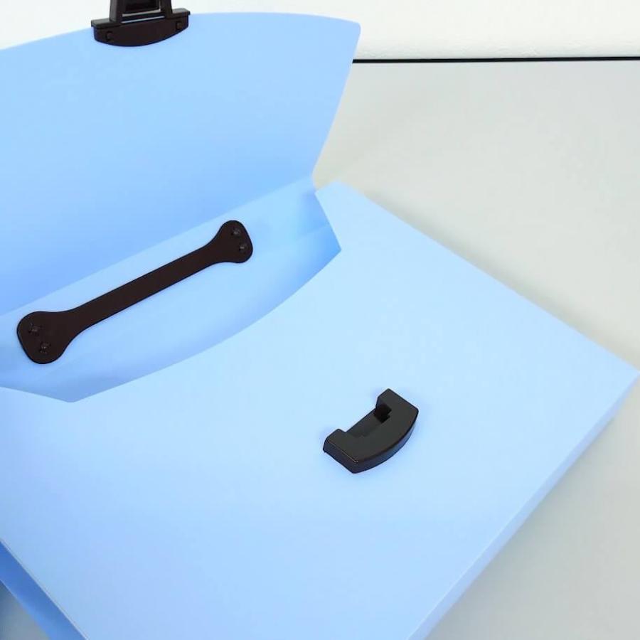 【中古】 ライオン事務器 キャリングバッグ 40mmタイプ 5個セット イロキャリ ソーダキャンディ LION ファイルケース ファイリングケース 青 | イロキャリ | 03