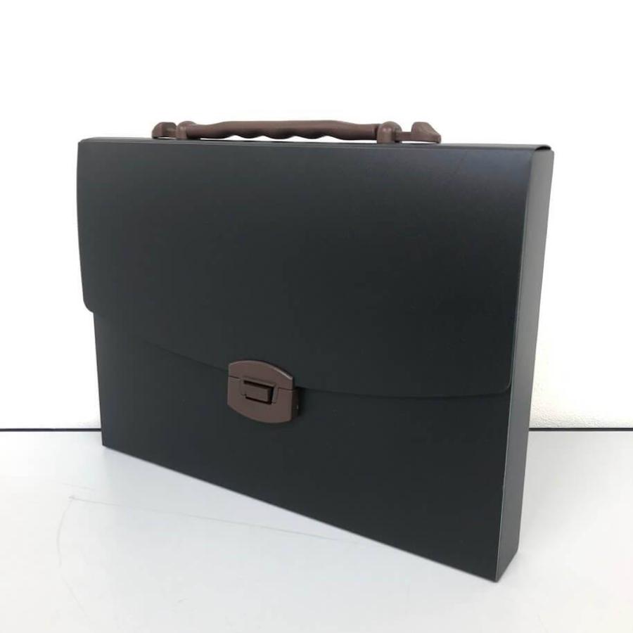 【中古】 ライオン事務器 キャリングバッグ 40mmタイプ 6個セット イロキャリ ビターショコラ LION ファイルケース ファイリングケース 黒 ブラック | イロキャリ | 01