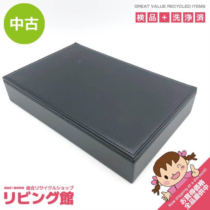 【中古】 レザー調 契約トレーボックス ブラック 朱肉入れ 印鑑入れ 契約用品入れ 高級感 事務用品ボックス 小物入れ 黒 契約トレーBOX 中古 | 