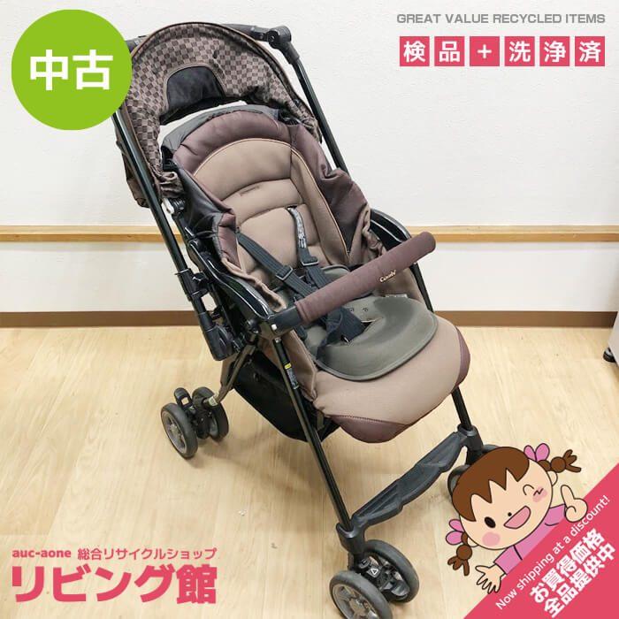 【中古】 コンビ A型ベビーカー 4輪 対面式 ブラウンジルコン 折りたたみ 自立 combi XY-500 ホワイトレーベル ディアクラッセ 茶 オート4キャス | 