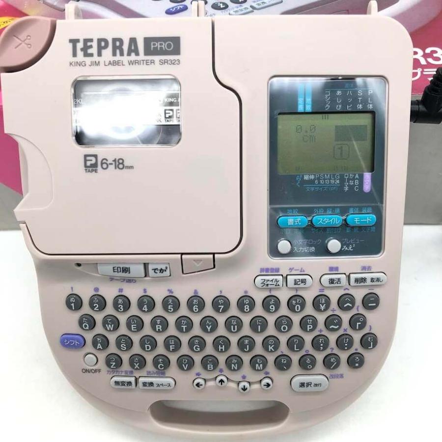 【中古】 キングジム テプラプロ SR323 ピンク 取扱説明書付 元箱付 ACアダプター付 KING JIM TEPRA PRO ラベルライター ラベル作成 名前シール |  | 01