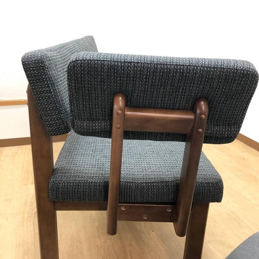 【中古】 二人掛け ダイニングチェア カウチ 木製×ファブリック ウォールナット×ブラック系 ダイニングソファー カウチチェア 木脚 食卓椅子 長椅子 |  | 03