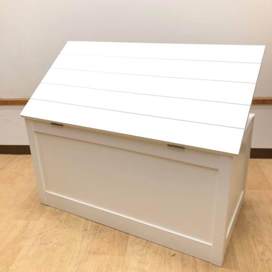 【中古】 千趣会 収納ベンチボックス ホワイト FJ01002 木製 収納ベンチ 木製ベンチ ベンチスツール 白 カントリー調 収納スツール | ベルメゾン | 02