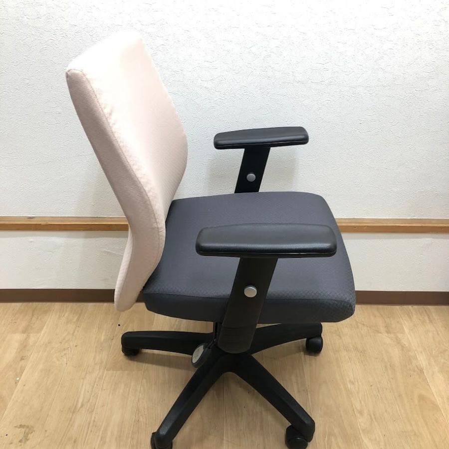 【中古】 オフィスチェア ベージュ×グレー バイカラー ワークチェア 布張り 昇降式 回転いす キャスター付 ファブリックチェア ひじ掛け付き 肘付き |  | 02