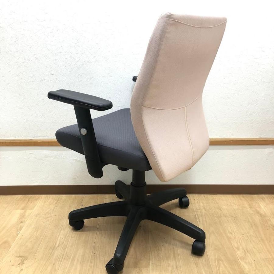 【中古】 オフィスチェア ベージュ×グレー バイカラー ワークチェア 布張り 昇降式 回転いす キャスター付 ファブリックチェア ひじ掛け付き 肘付き |  | 03