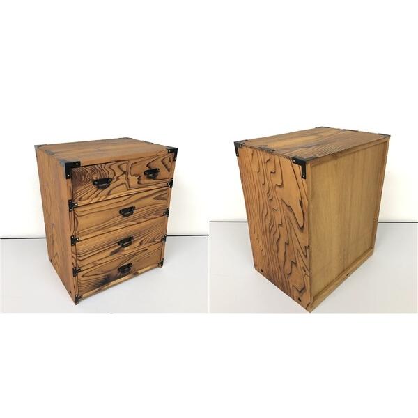 【中古】 ミニチェスト 4段 焼杉 小箪笥 引出5杯 和風 小物入れ ミニタンス 隅金具付 卓上 小物収納 引出収納 レトロ ミニ和箪笥 焼杉小物タンス 中古 |  | 04