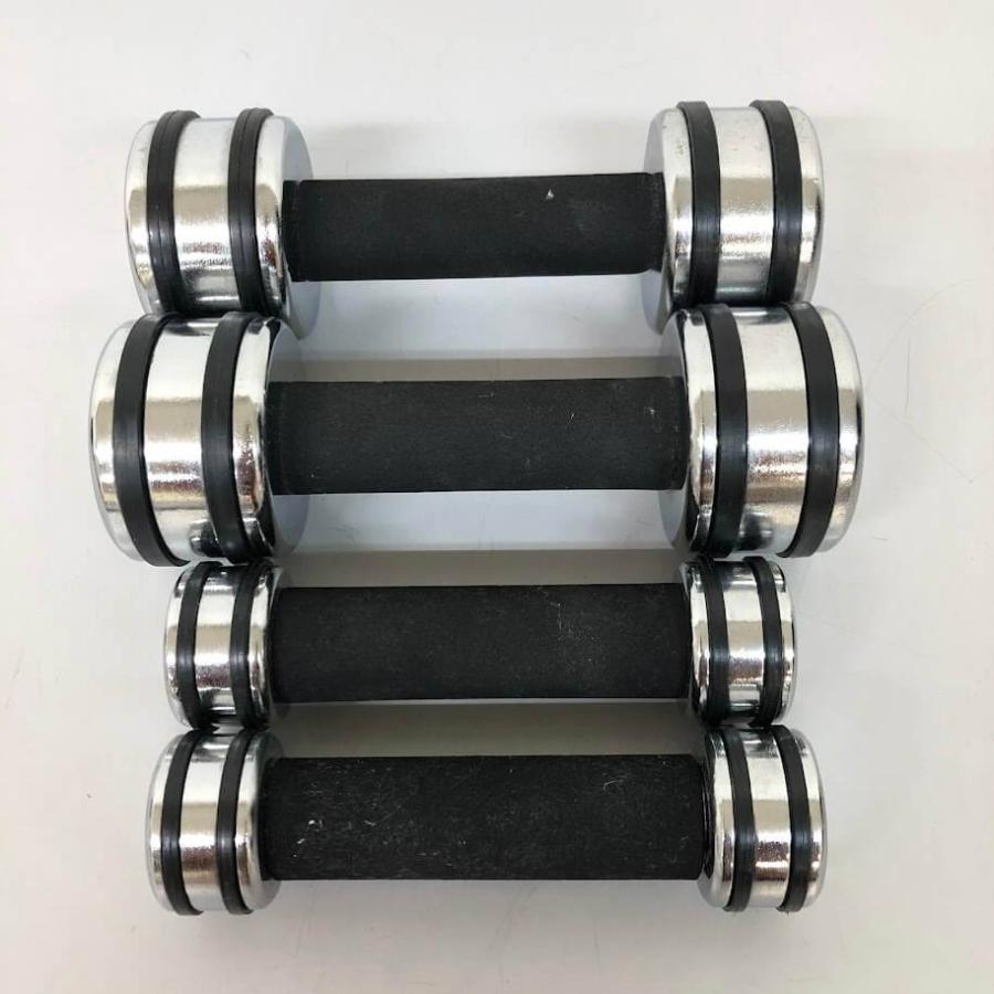 【中古】 ダンベル 4個セット 3kg×2個 1kg×2個 固定式ダンベル クロームダンベル 金属 トレーニング エクササイズ 筋トレ クロームアレイ 鉄アレイ |  | 01