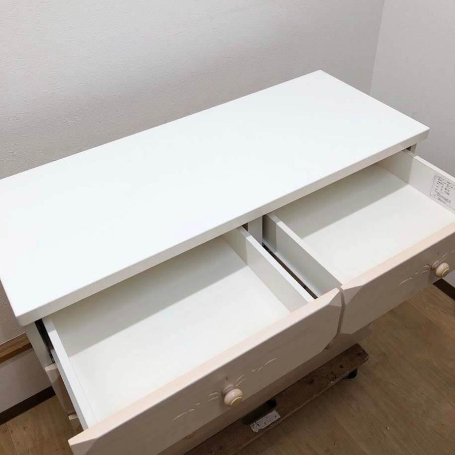 【中古】 チェスト 4段 引出5杯 ホワイト×ナチュラル 幅104.5cm 木製 ローチェスト 引出収納 タンス たんす 箪笥 収納 洋服 衣類 収納家具 | ニトリ | 01