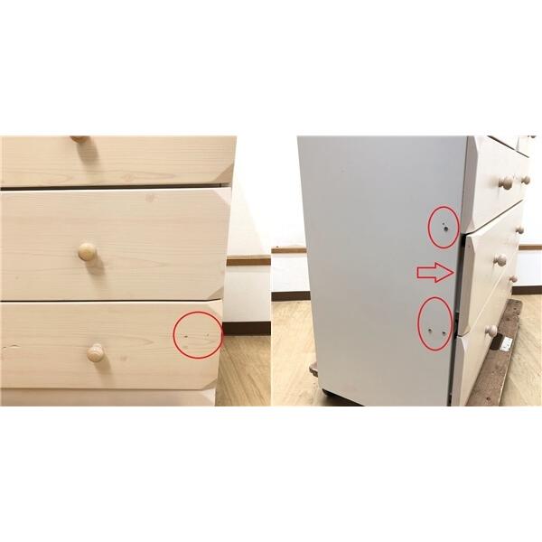 【中古】 チェスト 4段 引出5杯 ホワイト×ナチュラル 幅104.5cm 木製 ローチェスト 引出収納 タンス たんす 箪笥 収納 洋服 衣類 収納家具 | ニトリ | 04