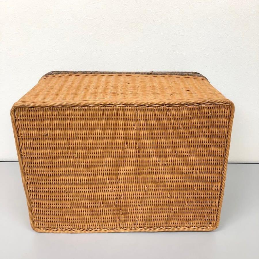 【中古】 ラタン 蓋付きバスケット 籐製 籠 ランドリーバスケット ふた付脱衣かご カゴ 内布付 ナチュラル 収納ボックス 収納ケース アジアン |  | 03