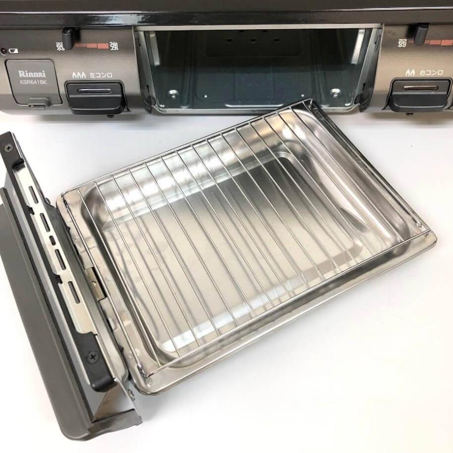 【中古】 リンナイ ガステーブル KSR641BKL プロパンガス(LPガス) ブラック Rinnai ガスコンロ 2口 グリル付ガステーブル 左強火力 水無し片面焼き 黒 | リンナイ | 02