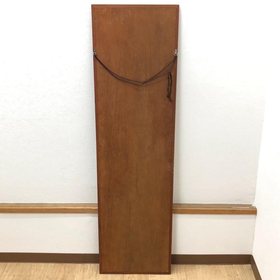 【中古】ウォールミラー 36×127cm 木製フレーム ブラウン 縦長 姿見 木枠 一面鏡 壁掛け鏡 全身鏡 スリム コンパクト ミラー 壁面 カガミ |  | 03