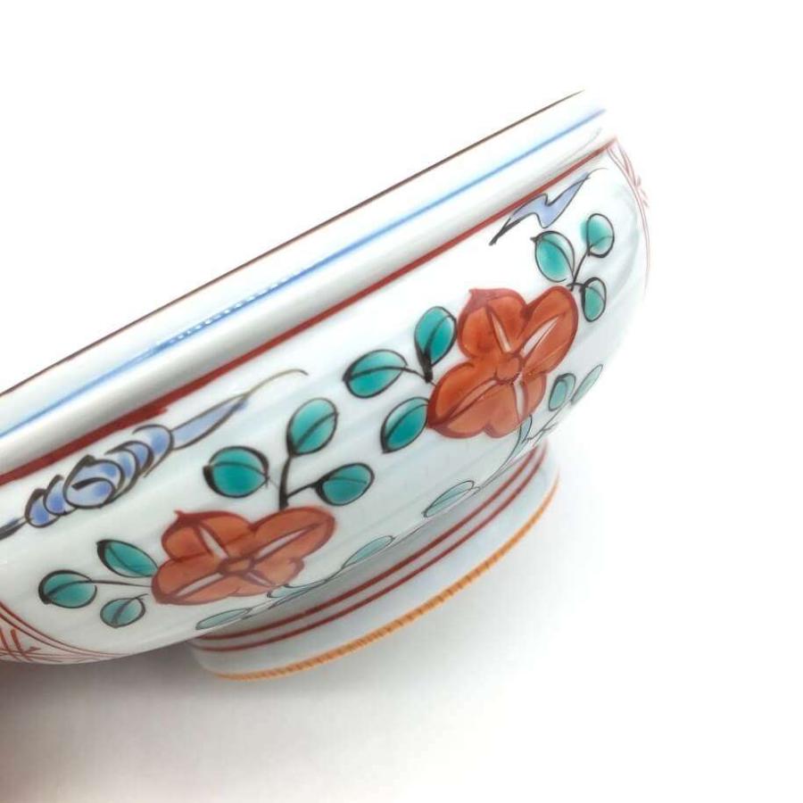 【中古】 有田焼 華山萬右衛門 小鉢 4個セット 2サイズ 変形丸型 赤絵 絵付け 山茶花 さざんか 副菜 和食器 漬物 薬味 珍味 |  | 02