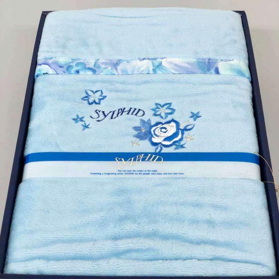【未使用品】 京都西川 綿毛布 シングル ブルー系 シルフィード 無地 水色 青系 毛布 ふわふわ 柔らか もうふ 寝具 毛布 未使用品 | 西川 | 01