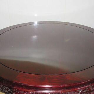 【中古】 中華風丸型テーブル 154×80cm 猫脚 円卓 彫刻 透かし彫り 龍 重厚感 華やか ヴィンテージ ダイニングテーブル |  | 01