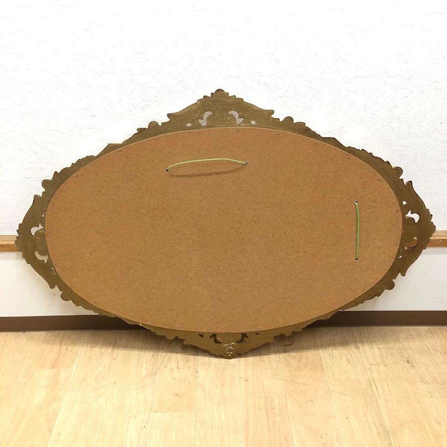 【中古】 アンティーク調 ウォールミラー ゴールド 111×76cm 大型 壁掛けミラー 樹脂フレーム？ オーバル 壁かけ 鏡 かがみ ミラー |  | 02