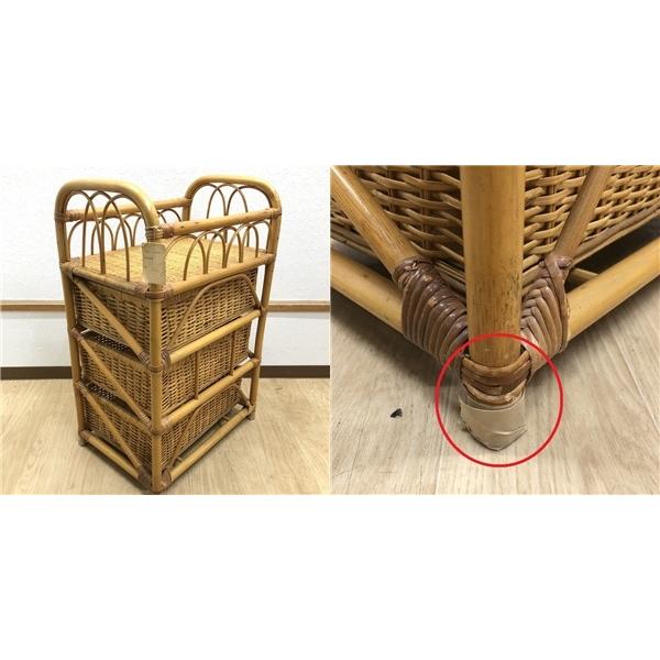 【中古】 ラタン ランドリーチェスト 3段 ブラウン 籐製 ランドリー バスケット かご 籠 洗面 洗濯 引出収納 レトロ家具 ランドリーラック |  | 04