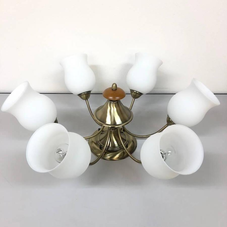 【中古】 ダイコー シーリングライト 6灯 DCH.34323 DAIKO シャンデリア 花型シェード ガラス×真鍮 天井照明 リビング照明 | DAIKO | 01