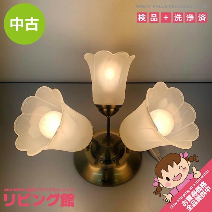 【中古】 コイズミ シーリングライト 3灯 AHE370187-A KOIZUMI シャンデリア 花型シェード ガラス×真鍮 天井照明 リビング照明 フラワー照明 | KOIZUMI