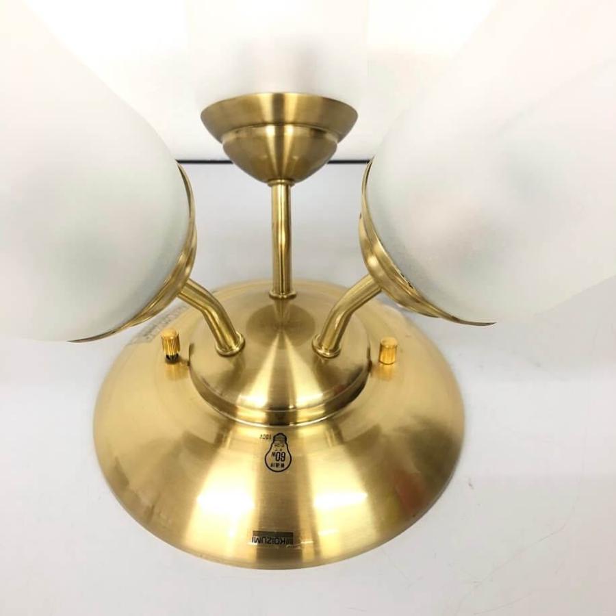 【中古】 コイズミ シーリングライト 3灯 AHE370187-A KOIZUMI シャンデリア 花型シェード ガラス×真鍮 天井照明 リビング照明 フラワー照明 | KOIZUMI | 04