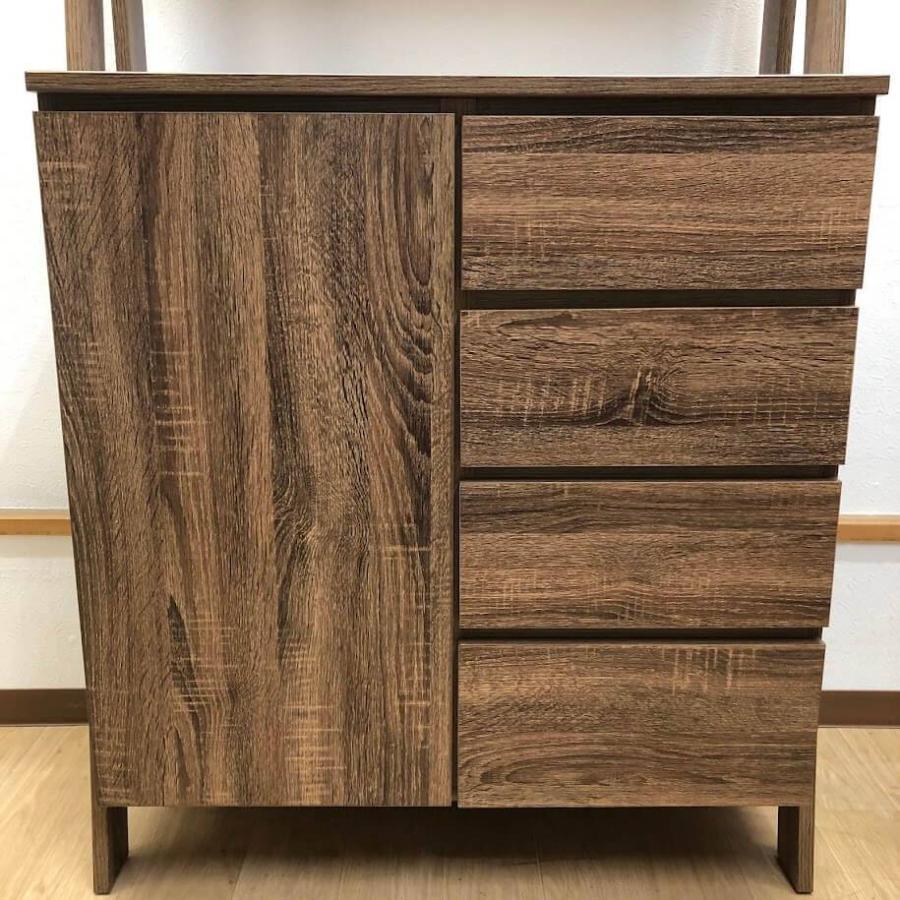 【中古】 ロウヤ キッチンボード コサロ 幅82.5cm ダークブラウン系 LOWYA Kosaro 木製 おしゃれ 食器棚 キッチン収納 扉収納 引出4杯 ブラウン | LOWYA | 02