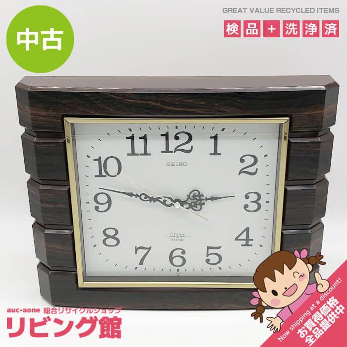 【中古】セイコー 壁掛け時計 RX311B 木目調 レトロ Chime&Strike アナログ時計 チャイム 壁掛け ステップ秒針 SEIKO 掛時計 木製風 スクエア | 