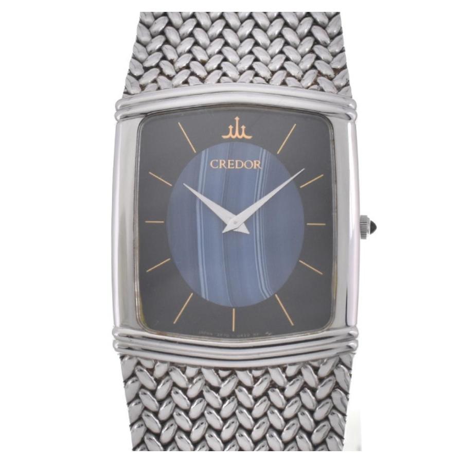 □ ☆良品【SEIKO】セイコー クレドール 2F70-5380 ブルー瑪瑙 文字盤