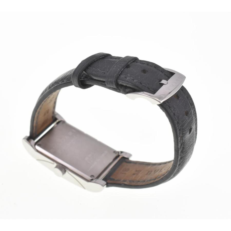 ブルガリ レッタンゴロ RT39S ブラックダイヤ 革ベルト レディース 腕時計